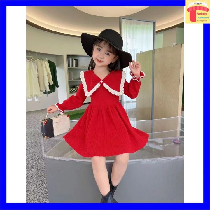 Mua Váy đỏ bé gái mùa thu đông váy công chúa trẻ em phong cách nước ngoài  thời trang năm mới váy áo len dệt kim năm mới giá 395,000 VND trên
