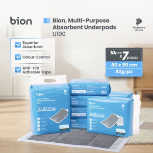 [Bundle of 7Packs] Bion Multi-Purpose Absorbent Underpads U100 | Underpad size 80 x 90 cm 4 Adhesive Corners
