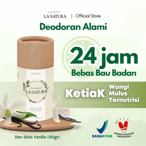 La Natura Deodoran Stik  Alami BPOM Vanilla / Tanpa Alcohol Paraben Alumunium / Organik & Ramah Lingkungan