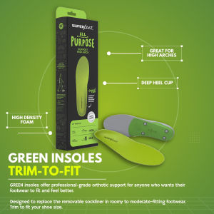 SUPERFEET GREEN INSOLES (TRIM-TO-FIT) (Professional-Grade Orthotic Support)