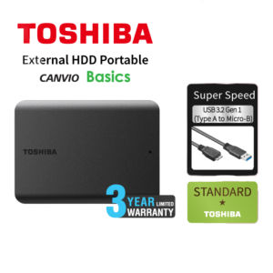 เอ็กซ์เทอร์นัลฮาร์ดดิสก์โตชิบา (1 Tb/ 2TB / 4TB ) USB 3.0 (Canvioแบบพื้นฐาน) ฮาร์ดดิสก์แบบปลั๊กแอนด์เพลย์สีดำฮาร์ดไดร์ฟพกพาสะดวก HDD