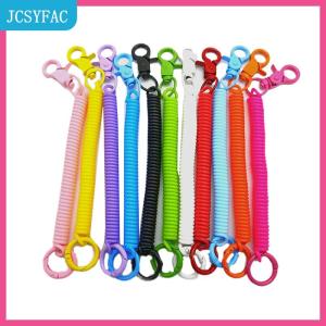 JCSYFAC Đầy Màu sắc tôm hùm Clasp ID chủ thẻ Dây Móc Khóa chống mất mùa xuân dây có thể thu vào Keychain chuỗi điện thoại di động