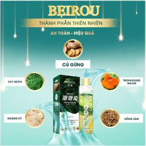 Gội phủ bạc (Nâu/Đen) Bọt Thảo Dược Nano Beirou Phủ Màu Đen Nâu Tây Bóng Mượt Giảm Rụng 200ml