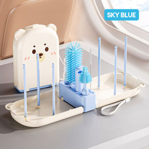 6 in1 Baby Travel Bottle Brush set Portable Baby Bottle Brush Cleaning Milk Bottle Brush with Drying Racks Storage Box Berus Botol