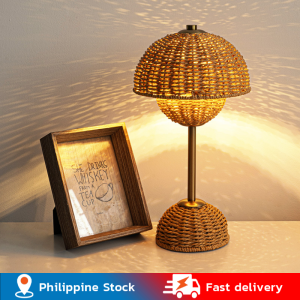 💥Dream Best🔥 Nordic Rattan Flower Bud Table Lamp USB DC Powered Pastoral LED Desk Light Tricolored Bedside Night Light Living Room Hotel Dining Room