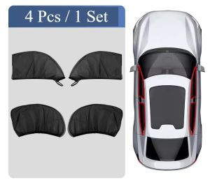 4PCS Car Sunshade Anti-mosquito Curtains UV Protection Car Window Mesh Screen Window Sunscreen Privacy Car Sunshade Block Mesh
