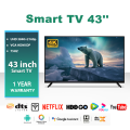 Smart TV 43 นิ้ว 4K UHD HDR+ พร้อม HDMI/VGA และ Google Assistant รับประกัน 1 ปี. 