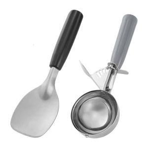 2Pcs Stainless Steels Ice Cream Spoon Mashing Spoon Diggers Ice Cream Ball Maker Nonslip Handle Cone Paddles Enduring