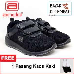 FIURI - ANDO- AIDA VELCRO 29-36 FULL HITAM - Sepatu Kets Wanita-Sepatu Sneakers Wanita-Sepatu Olahraga Sport Wanita-Sepatu Casual-Sepatu Jogging Lari Fitness Gym Senam Wanita-Sepatu Anak Perempuan Cewek-Sepatu Sekolah Bertali SD SMP SMA