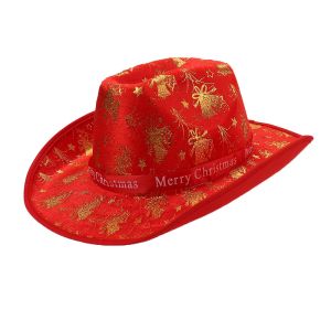 CYI47 Sequins Christmas Cowboy Hat Felt Snowflake Magician Hat Fashion Large New Years Party Hat Women