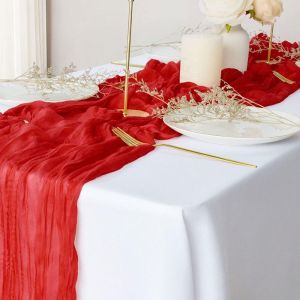 MAULLY 90x180/300cm Table Runners Rustic Country Vintage Cheesecloth Table Setting Long Semi-Transparent Gauze Tablecloth Beach Wedding