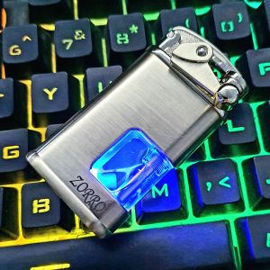 Bật Lửa Hộp Quẹt Gas Khò 1 Tia Zorro Có Đèn Led Nhấp Nháy Chuyển Màu - Hộp Quẹt Gas Khò Độc Lạ