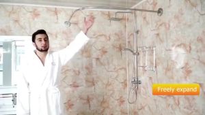 New punch-free snless steel adjustable arc escopic shower curn rod bathroom rod rod type