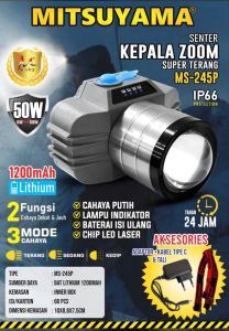 HeadLamp Senter Kepala LED zoom Super Terang MS 244P 245P DSLR - ShennyStore