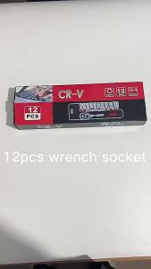 12pcs Socket Wrench Set 1/2inch Heavy Duty CR-V Ratchet Wrench Tool Set