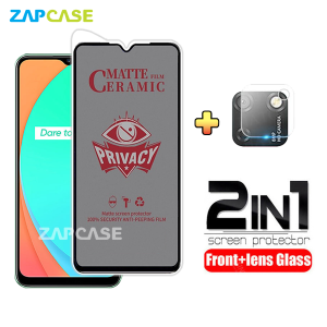 PAKET 2in1 Anti Gores Layar Privacy Realme C11 Free Tempered Glass Camera Lens