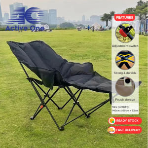 ACTIVEONE Camping Chair With Footrest Foldable Moon Chair Outdoor Camping Stool Portable Fishing Picnic Hiking Chairs Beach Camping Kerusi Lipat - Fulfilled by ACTIVEONE