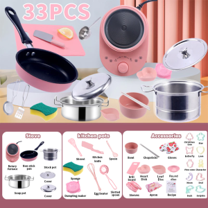 Mini Kitchen Set Real Cook Pretend Play Toys Mainan Memasak Budak Perempuan Security Real Kitchen Set 45 Pcs