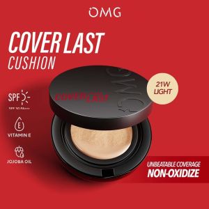 OMG Oh My Glam Coverlast Cushion 15g - Cushion Foundation Concealer Skin Tint MakeUp - High Coverage Dewy Finish