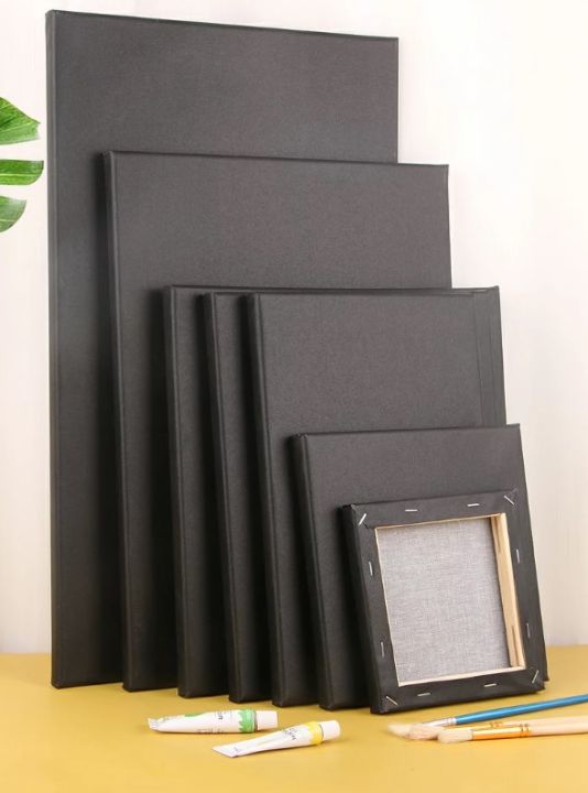 【Small Size】High Quality Black Solid Pine Wood Frame Canvas board 10x10 ...