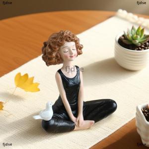[COD] fjdse รูปปั้นหญิงสาวสำหรับเล่นโยคะรูปปั้นศิลปะรูปปั้นเรซิ่นของตกแต่งบ้านของตกแต่งโต๊ะรูปปั้นสำหรับโต๊ะของคุณชั้นวางหนังสือ