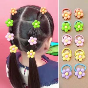 10 Pcs/Set Children Cute Hair Bands Cartoon Flower Elastic Hair Bands Girls Baby Lovely Rubber Bands Gift Kids Hair Accessories