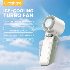 Orashare HF19C Turbo Ice Cooling Handheld Fan 6000mAh Rechargeable 199-Speed Portable Foldable Fan