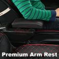 PROTON EXORA Armrest Premium Quality Adjustable Black Leather With Red Stitch Arm Rest with USB Charger Extension & Cup Holder. 
