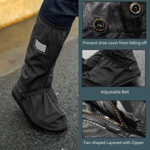 HUJAN kasut rain boot Premium Rain Shoe Cover Rubber Waterproof Motorcycle Bike Reflective Boot Footwear 雨鞋靴子