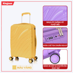 Vali kéo du lịch KINGSUN PP02 Nhựa PP Cao Cấp chống va đập Size 20/24/28 khóa hải quan TSA Bảo Hành 5 Năm