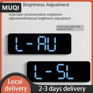 [COD] MUQI Ship within 24 hours Large Digital Wall Clock Temperature And Humidity Week Display Brightness Adjustable Electronic LED Table Alarm Clock