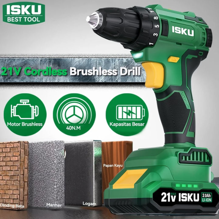 ISKU%20Lithium%20Mesin%20Bor%20Mulitifungsi%2021V%202000mAh%20Battery%20Cordless%20Drill%20Set%20Torsi%20Maksimum%2040N.M%20-%20Image%202