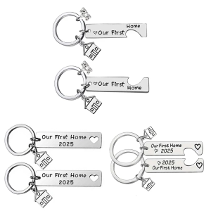 Keychain With 2025 Housewarming Blessing Sturdy Stainless Steel Keychain Pendant with Blessing For 2025 Home Relocation