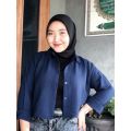 Kemeja Crop Top Korea Wanita Style / Crincle  Cewek / Crinkle Air Flow / Ootd Kekinian. 