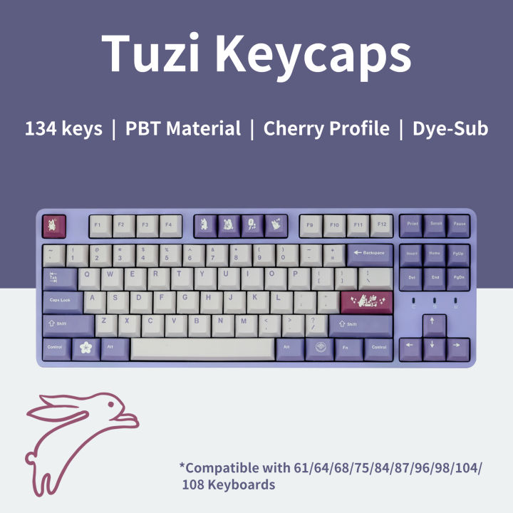 Sg Local Stock Tuzi Keycaps 134 Keys Cherry Profile Pbt Dye Sub