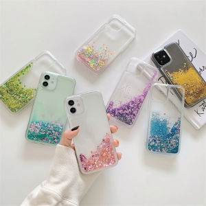 Colorful Glitter Quicksand Simple Phone Case for iPhone 15 16 17 Pro Max Plus Water Liquid Phone Cover Para El Iphones 17 Fundas