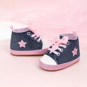Newborn Baby Shoes Sports Shoes Canvas Shoes Anti Slip Fabric Sole Bow Tie High Top Shoes