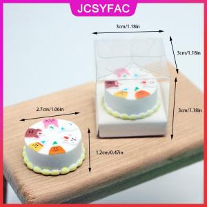 JCSYFAC 1 12 Dollhouse phim hoạt hình bánh với hộp rõ ràng mô hình Dollhouse mini mô phỏng món tráng miệng trang trí búp bê Nhà Phụ kiện thực phẩm