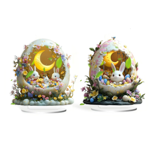 Holiday Rabbit and Eggs Acrylic Table Decoration Vibranted Color for Enhancing Holiday Decorations in Any Space