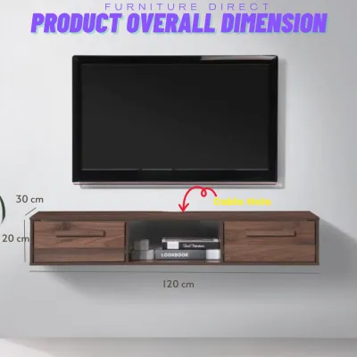 Furniture Direct MONTY 150cm Wall Mounted TV Cabinet-Oak+White