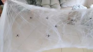 Halloween Decoration Set 2026 Party Decor Kit Spider Web Bat Sticker Gauze Tablecloth Candy Bag Fake BloodSpider Web