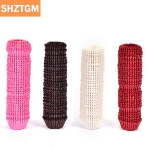 [COD] SHZTGM 500PCS MINI chocalate Paper Liners อบคัพเค้กกรณีมัฟฟินเค้กสีทึบ