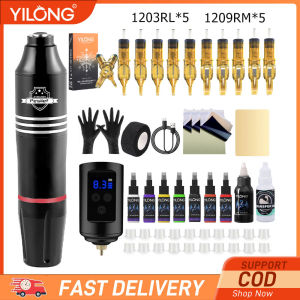 YILONG 1 Set Japan Motor Wireless Tattoo Pen Tattoo Machine RCA Interface Type C Charging Port Suitable for Tattoo Lovers 1500mAh LED Beginner