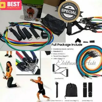 Tali Gym Power Resistance Band 11 Pcs Set Tali Tarik Karet Gym Yoga FitnessPeralatan olahraga dirumah praktis dan sehat