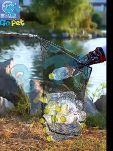 (Variety Vault) Aluminum Alloy Retractable Fishing Line Tier Net Telescoping Foldable Landing Net Pole Folding Peringkat Tali Pancing