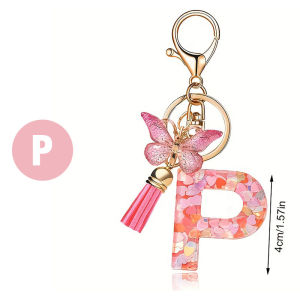 keychain huruf Custom Resin Keychain Initials Nama Alphabet Edition Butterfly Resin Keychain Bag