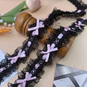 FEELINGS Bows Pleated Lace Trim Ribbons 1Yard Handmade Fabric Floral Lace Ribbon Lace Edge Ruffle Trim Sewing Crafts