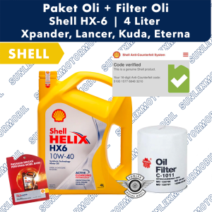 [Gratis Filter Oli] [Xpander Kuda Bensin Outlander] Paket Ganti Oli Shell HX6 4L + C1011 Sakura