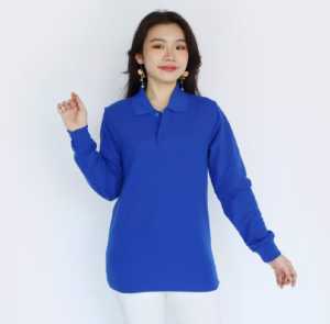 BISA COD - Kaos Kerah FO Polos Wanita Lengan Panjang / Kaos Kerah Premium / Kaos Kerah Panjang Cewek