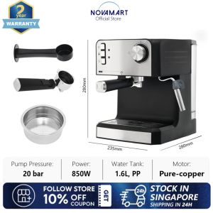 Espresso Coffee hine 20 Bar  Pure Copper Pump Motor  1.6L  0.3mm 430 SS  Dual-Shot Filter